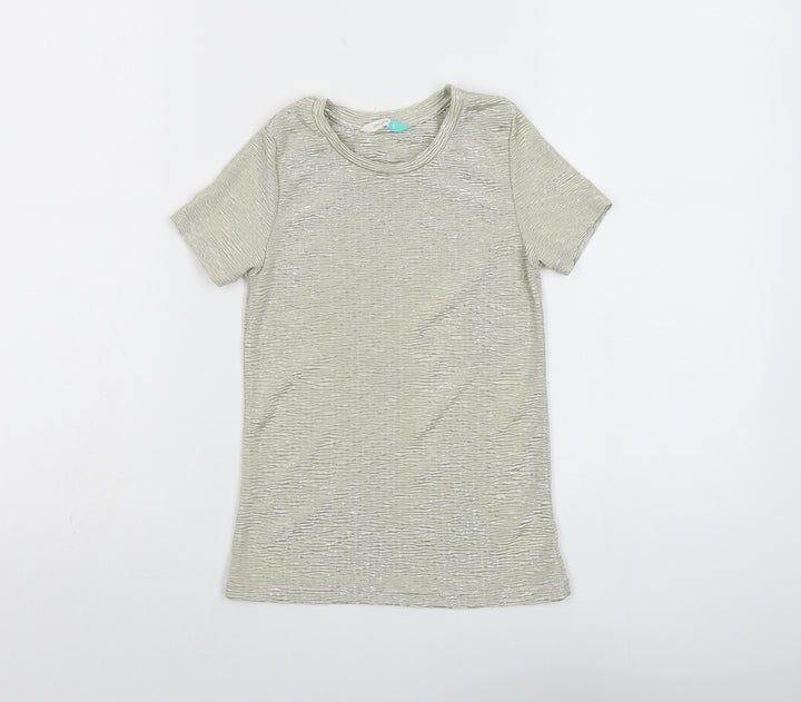 John Lewis Girls Gold Polyester Basic T-Shirt Size 6 Years Round Neck Pullover - Textured