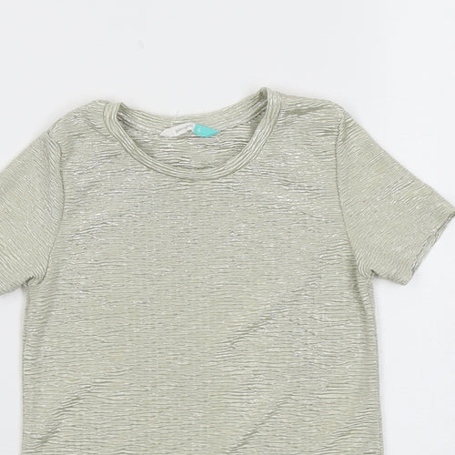John Lewis Girls Gold Polyester Basic T-Shirt Size 6 Years Round Neck Pullover - Textured