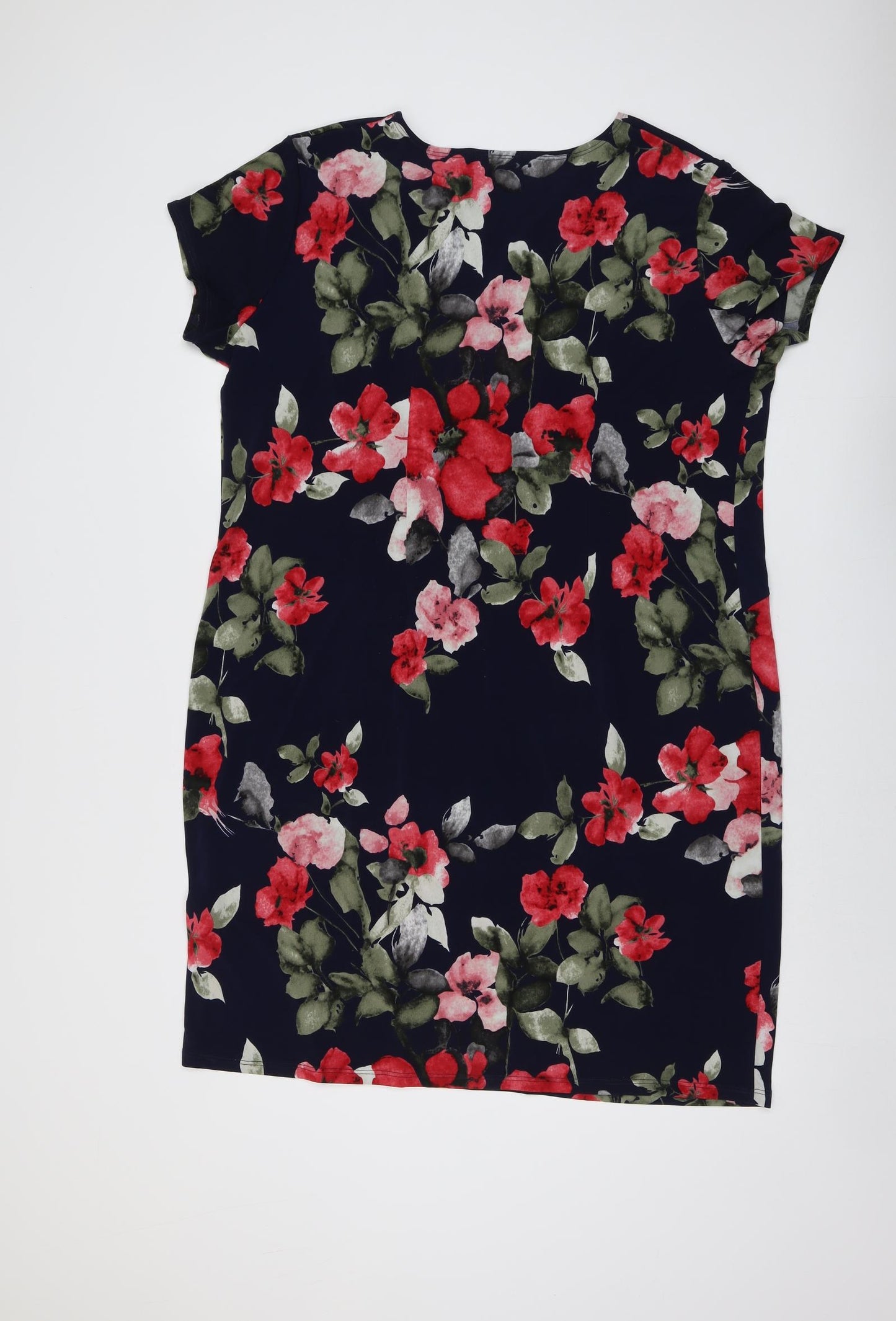 Saloos Womens Blue Floral Polyester Shift Size 22 Boat Neck Pullover