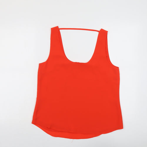Oasis Womens Red Polyester Basic Tank Size 12 Scoop Neck