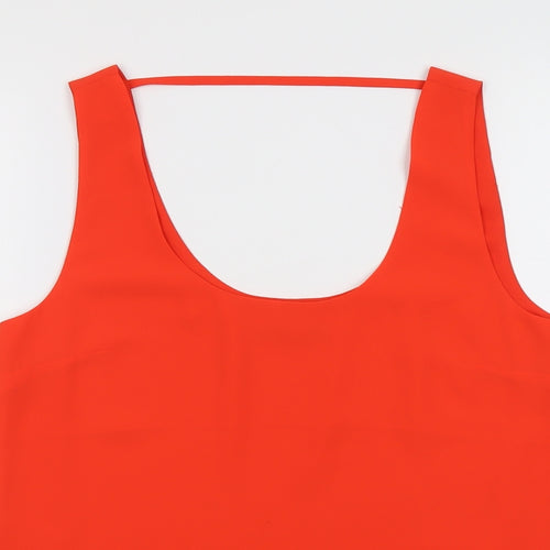 Oasis Womens Red Polyester Basic Tank Size 12 Scoop Neck