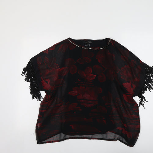 NEXT Womens Black Floral Polyester Basic Blouse Size 8 Round Neck