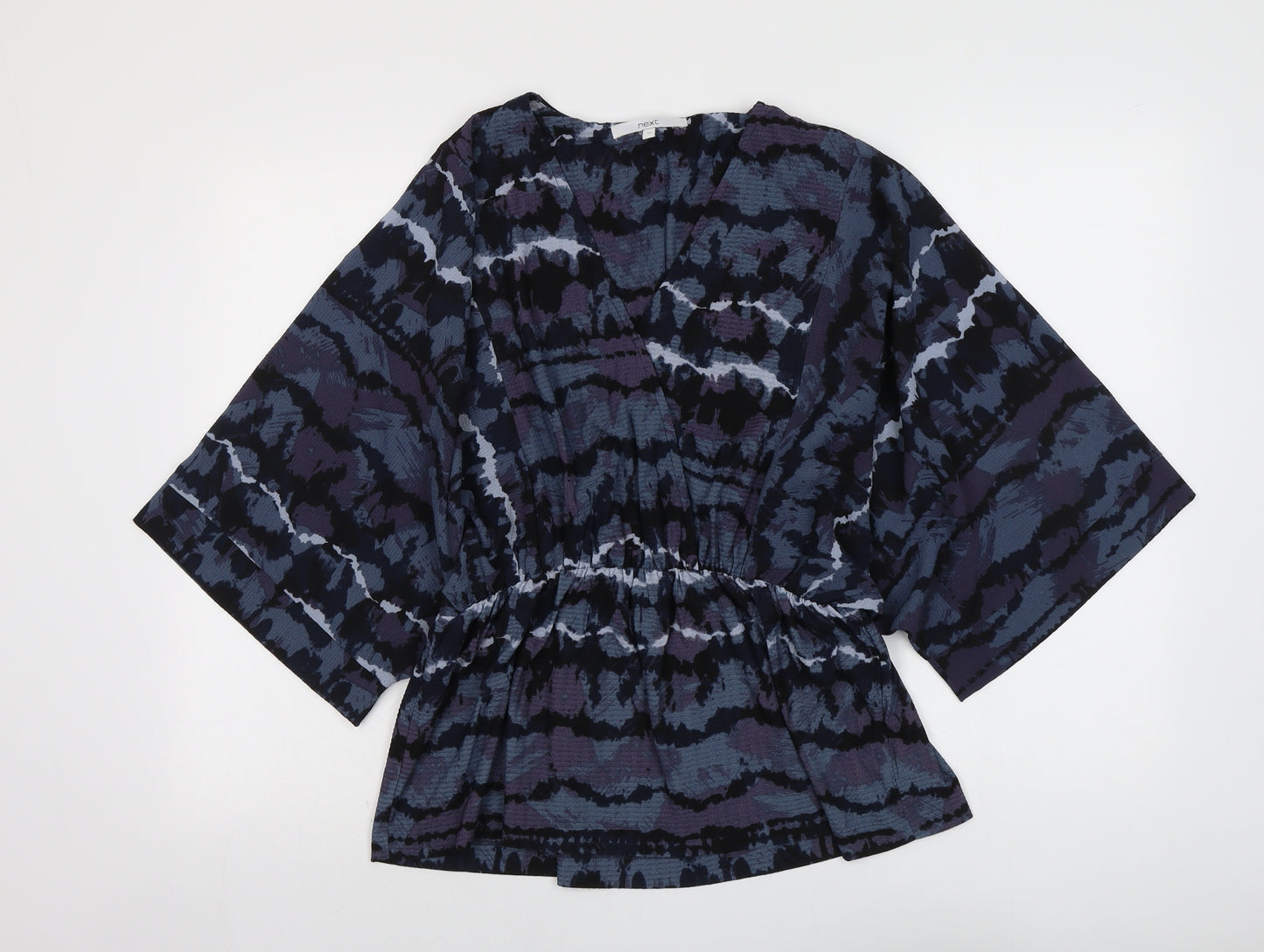 NEXT Womens Beige Geometric Polyester Basic Blouse Size 14 V-Neck