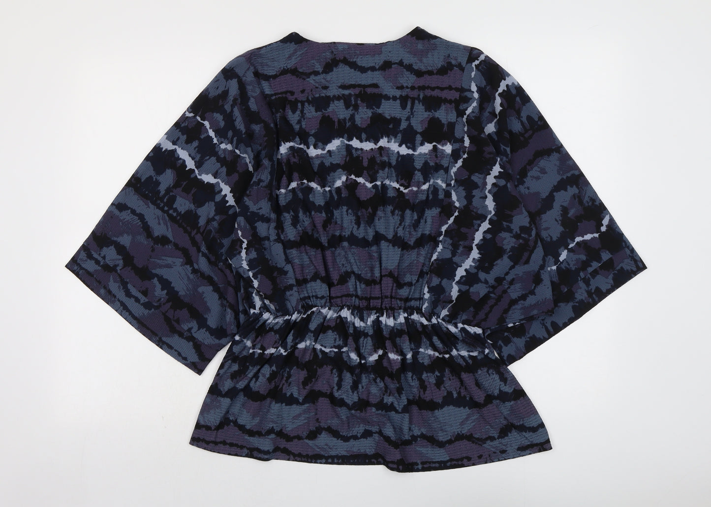 NEXT Womens Beige Geometric Polyester Basic Blouse Size 14 V-Neck