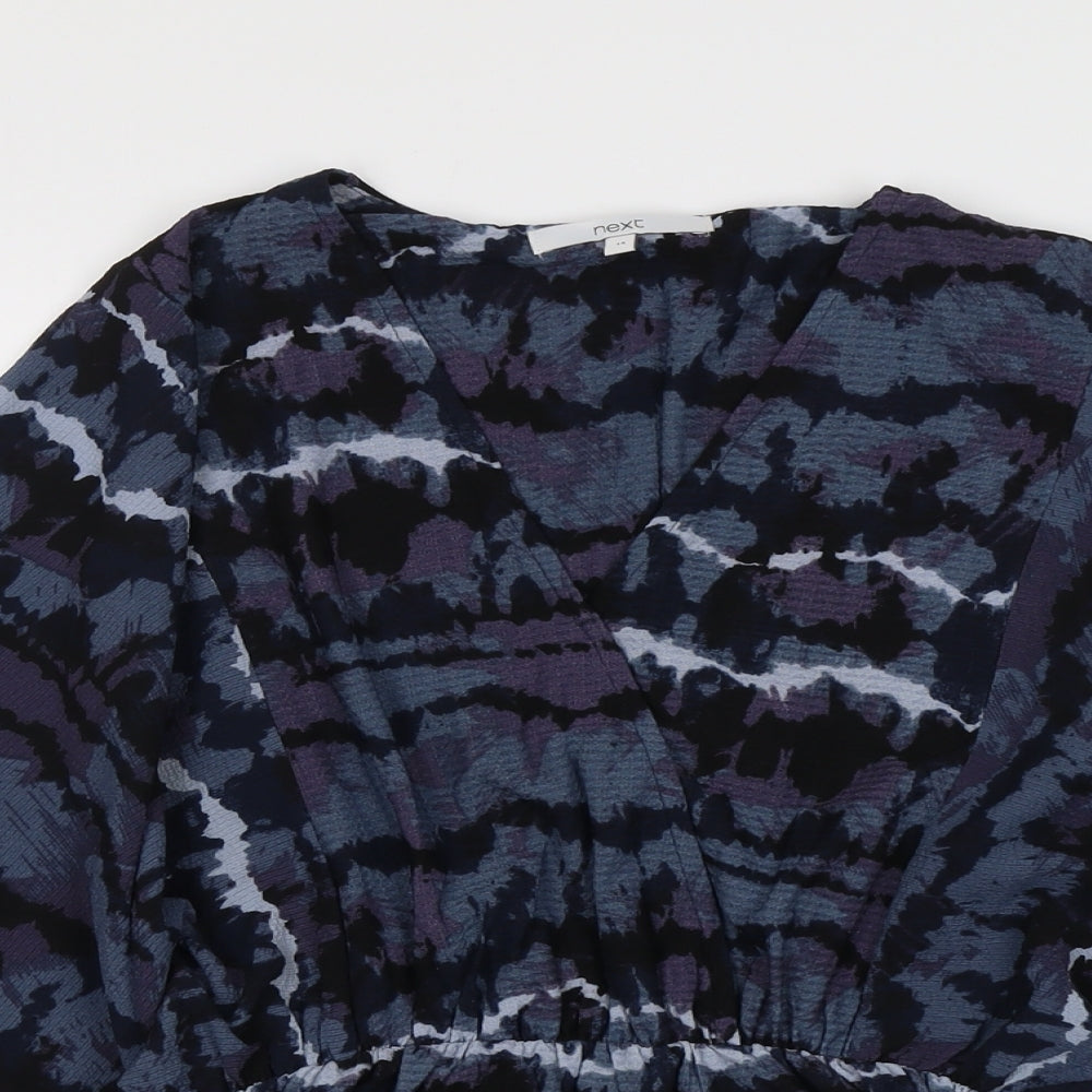 NEXT Womens Beige Geometric Polyester Basic Blouse Size 14 V-Neck