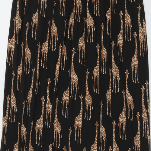 Fat Face Womens Black Geometric Cotton Maxi Size 12 V-Neck Pullover - Giraffe Print