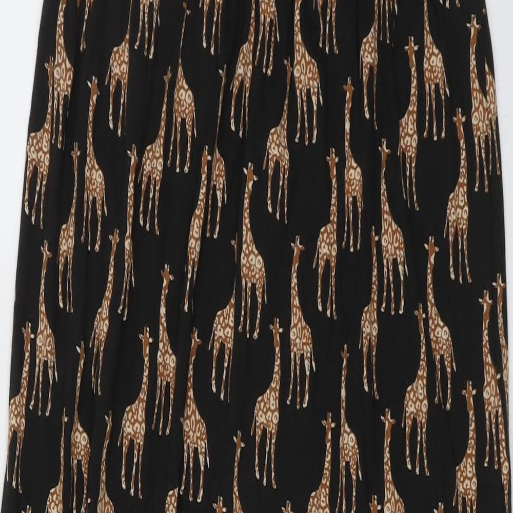 Fat Face Womens Black Geometric Cotton Maxi Size 12 V-Neck Pullover - Giraffe Print