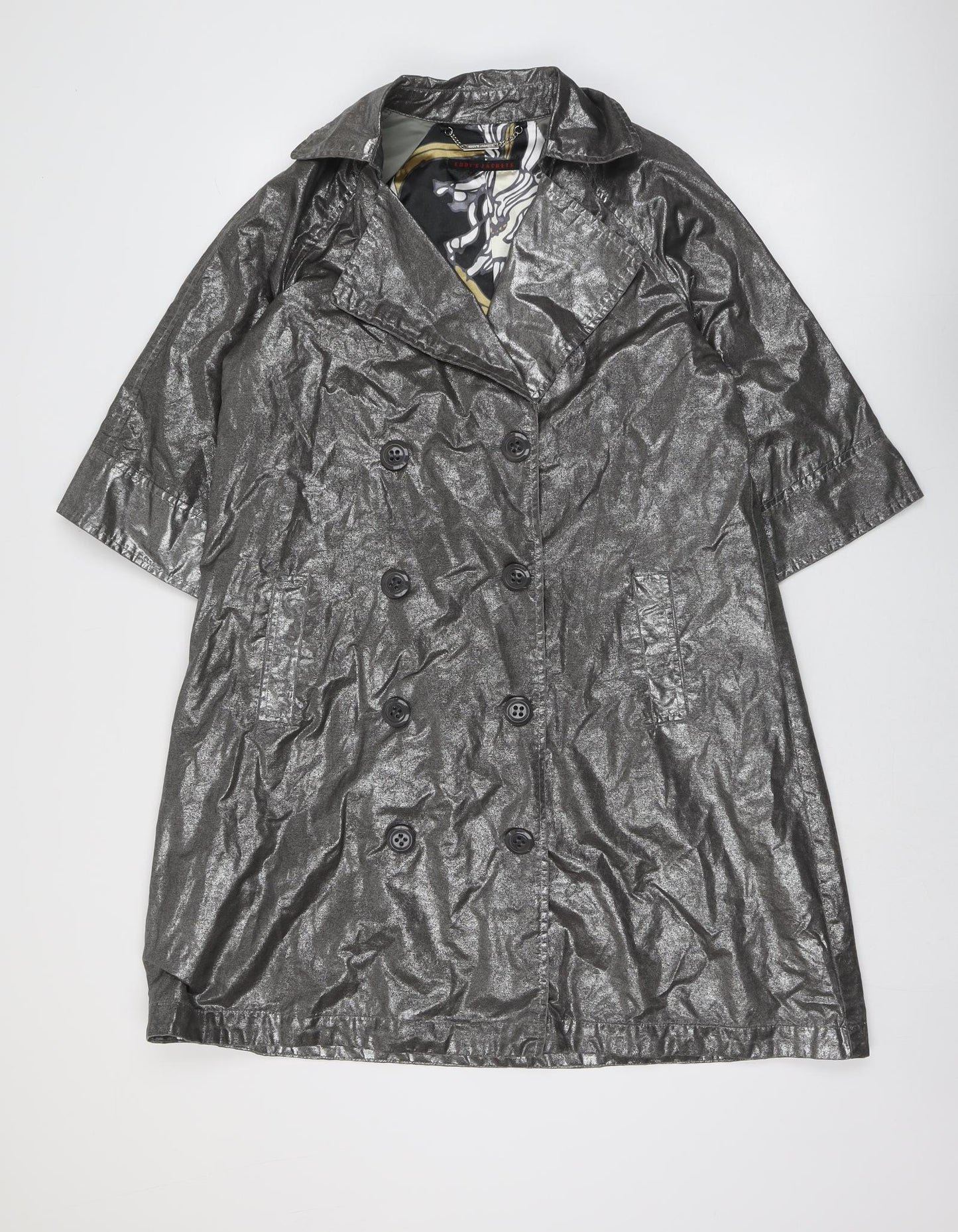 Eddy's Womens Silver Overcoat Coat Size L Button
