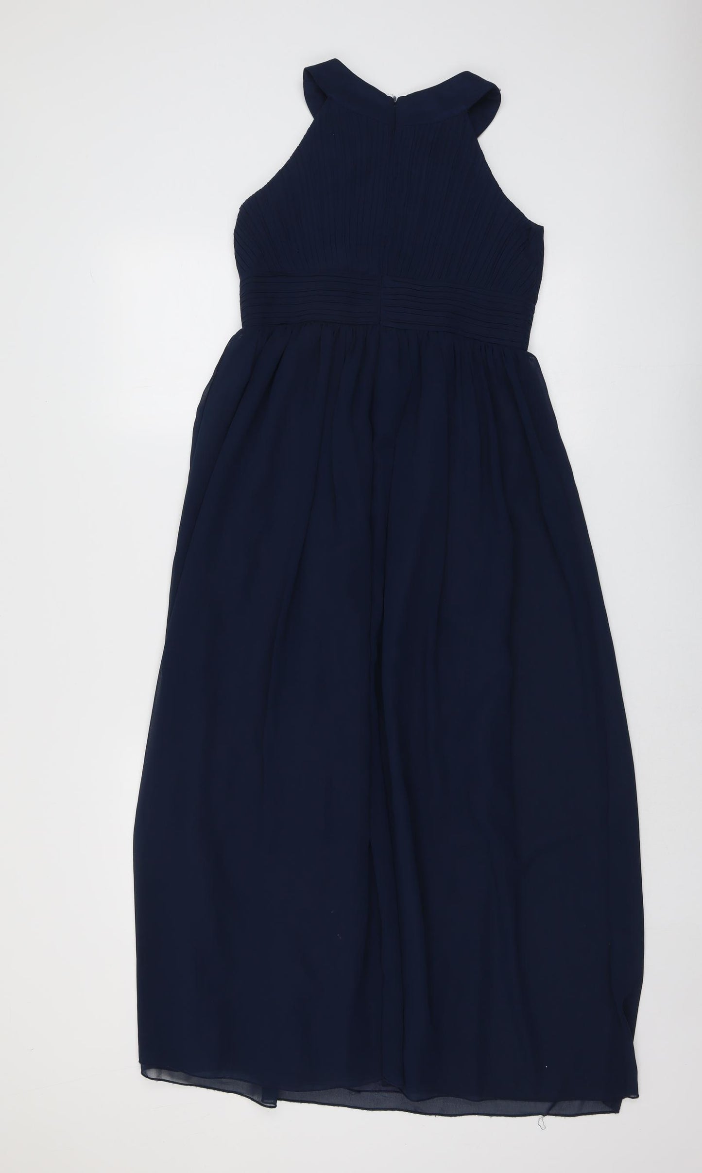 Iefiel Womens Blue Polyester Ball Gown Size 2XS Round Neck Zip - Embellished Neckline