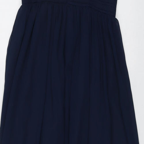 Iefiel Womens Blue Polyester Ball Gown Size 2XS Round Neck Zip - Embellished Neckline