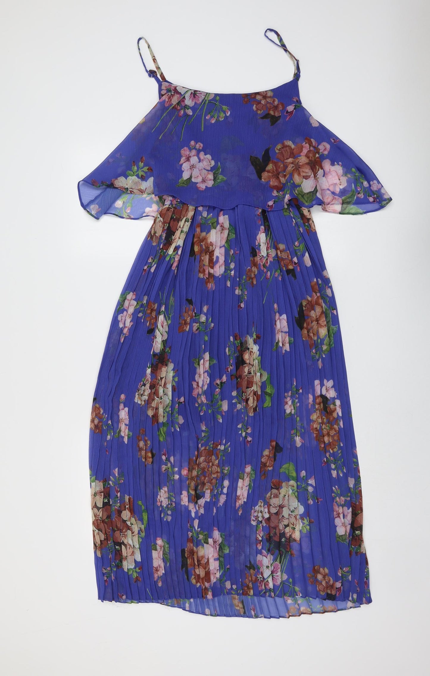 Urban Touch Womens Blue Floral Polyester Slip Dress Size 14 V-Neck Pullover