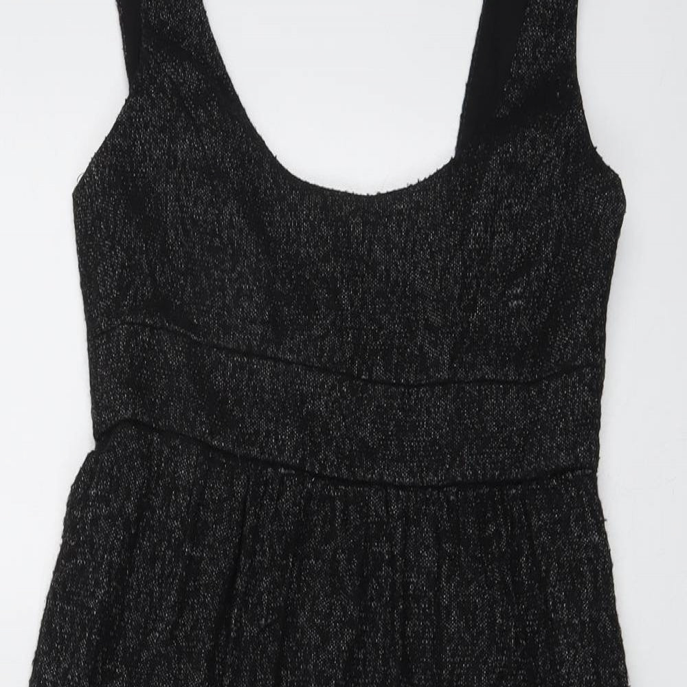 Zara Womens Black Polyester Tank Dress Size XS Scoop Neck Zip