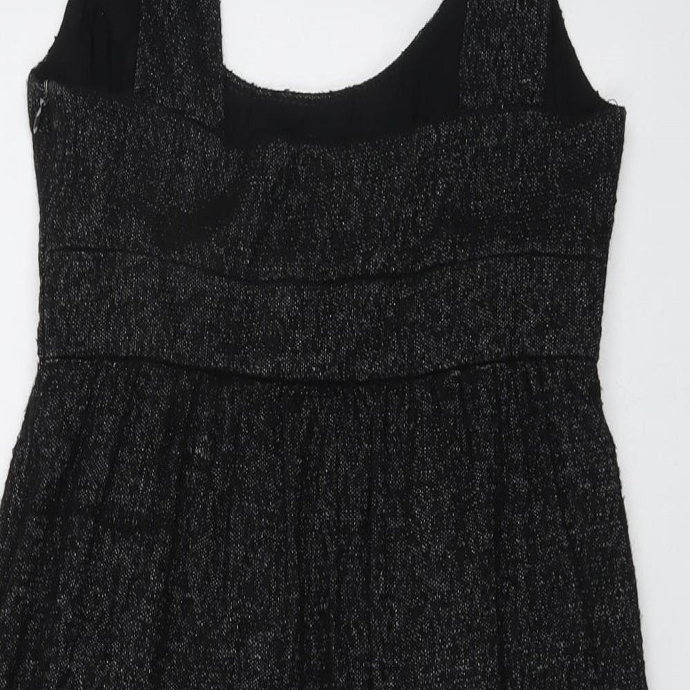 Zara Womens Black Polyester Tank Dress Size XS Scoop Neck Zip
