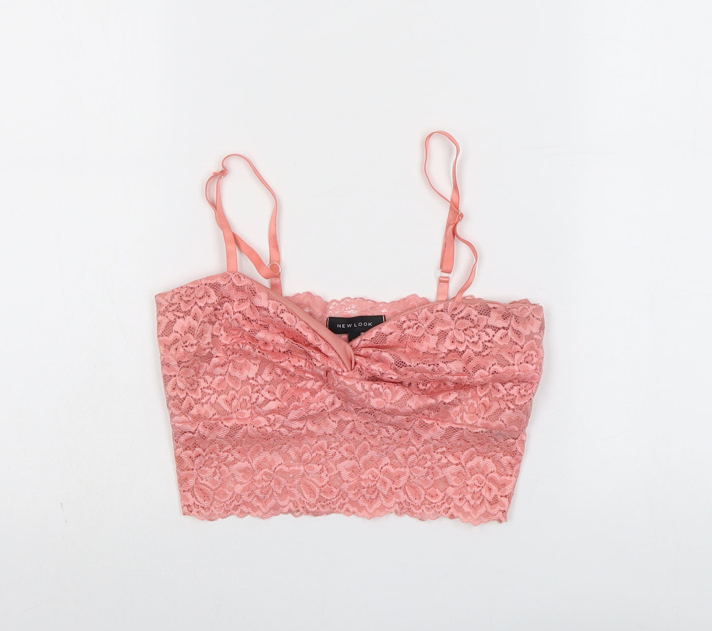 New Look Womens Pink Nylon Cropped Tank Size 10 V-Neck