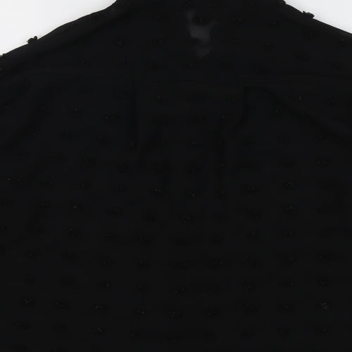 Zara Womens Black Polyester Basic Button-Up Size XS Collared