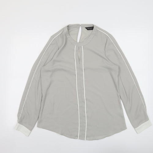Dorothy Perkins Womens Grey Polyester Basic Blouse Size 12 Round Neck