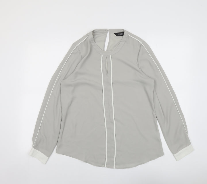 Dorothy Perkins Womens Grey Polyester Basic Blouse Size 12 Round Neck