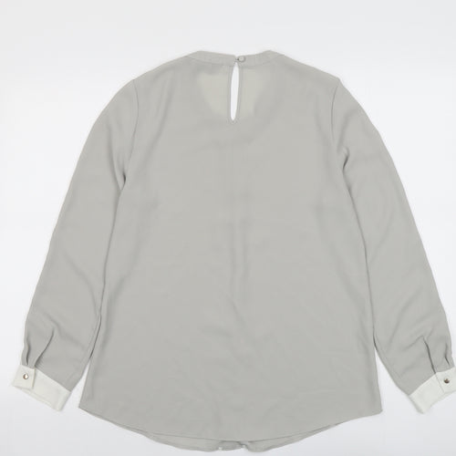 Dorothy Perkins Womens Grey Polyester Basic Blouse Size 12 Round Neck