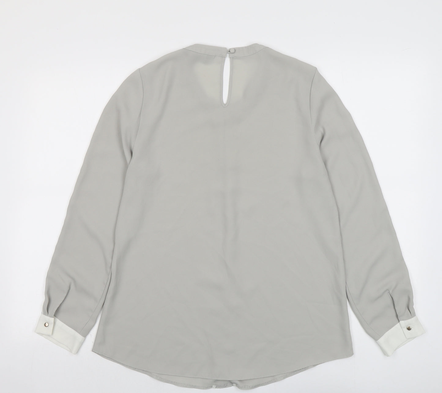 Dorothy Perkins Womens Grey Polyester Basic Blouse Size 12 Round Neck