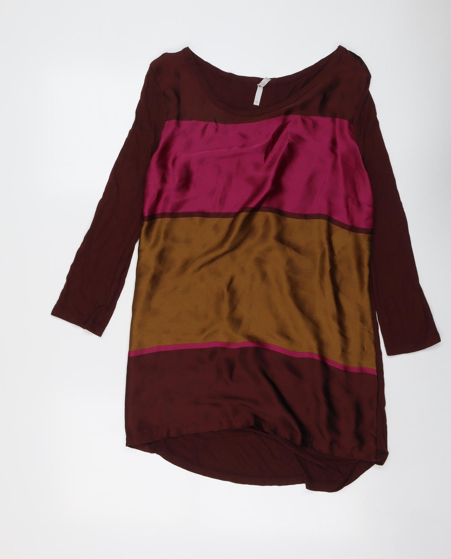 NEXT Womens Multicoloured Striped Polyester Basic Blouse Size 12 Round Neck