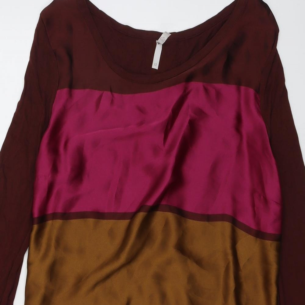 NEXT Womens Multicoloured Striped Polyester Basic Blouse Size 12 Round Neck