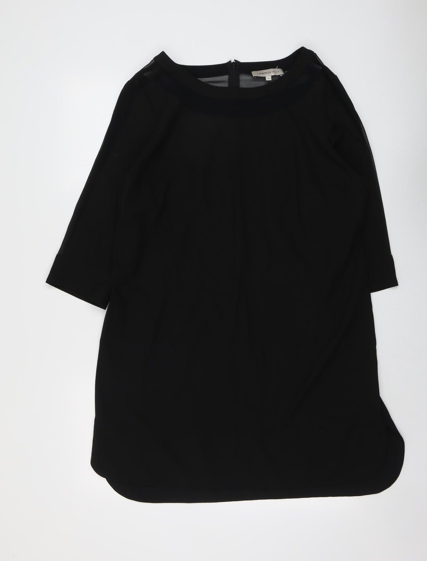 Marks and Spencer Womens Black Polyester Shift Size 18 Round Neck Zip