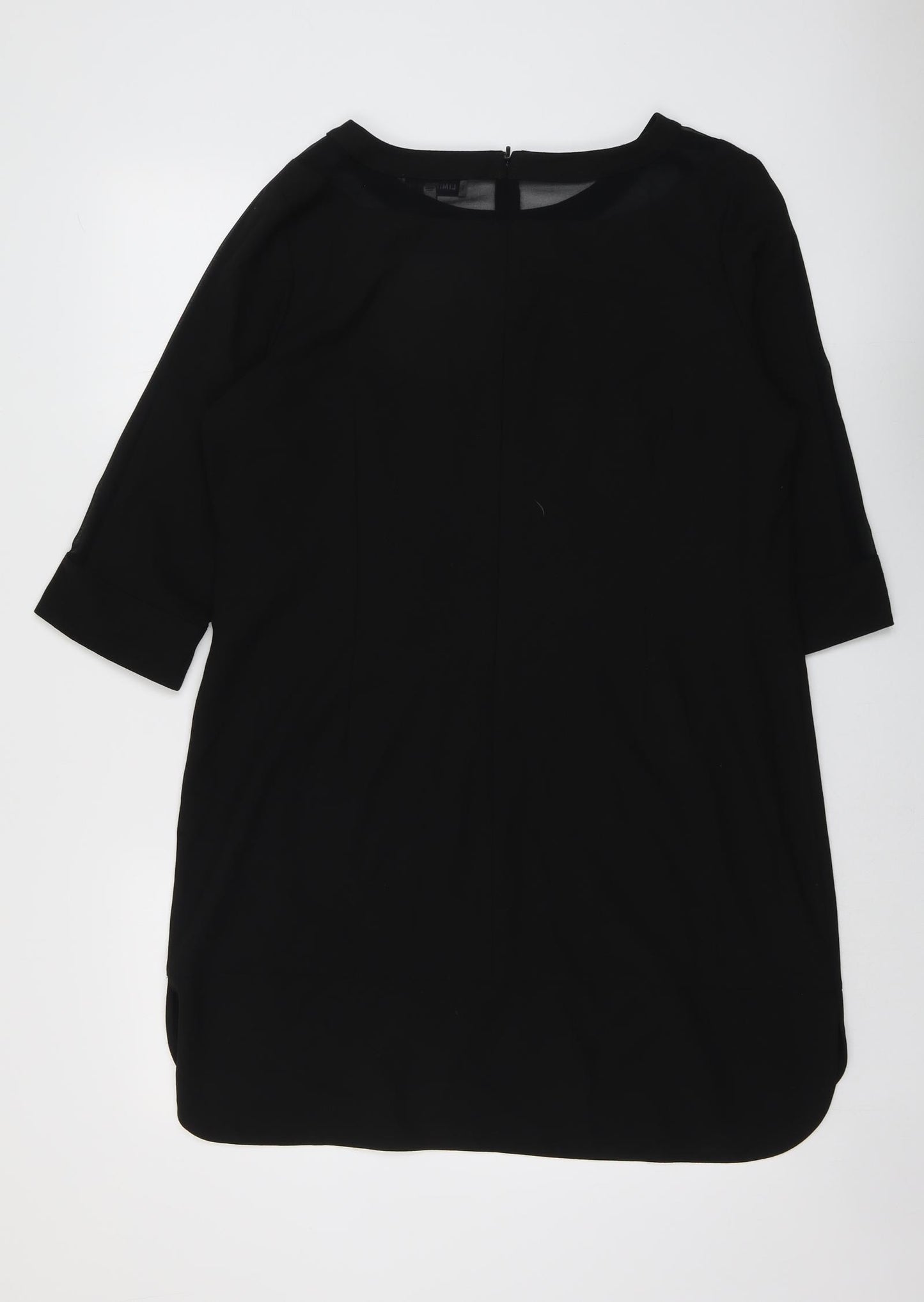 Marks and Spencer Womens Black Polyester Shift Size 18 Round Neck Zip