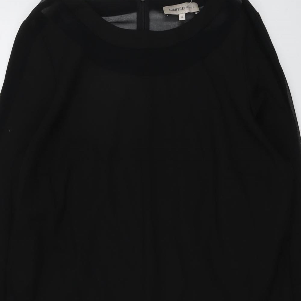 Marks and Spencer Womens Black Polyester Shift Size 18 Round Neck Zip