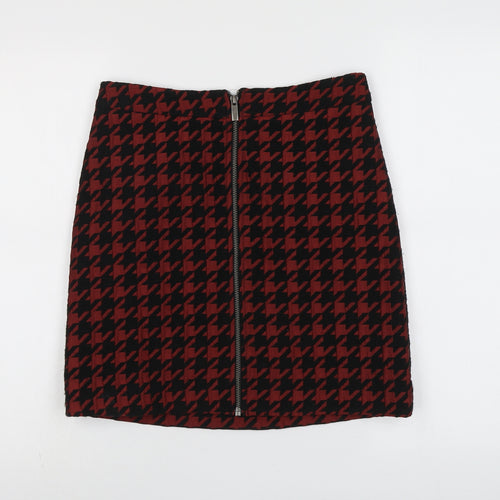 NEXT Womens Red Geometric Polyester A-Line Skirt Size 8 Zip