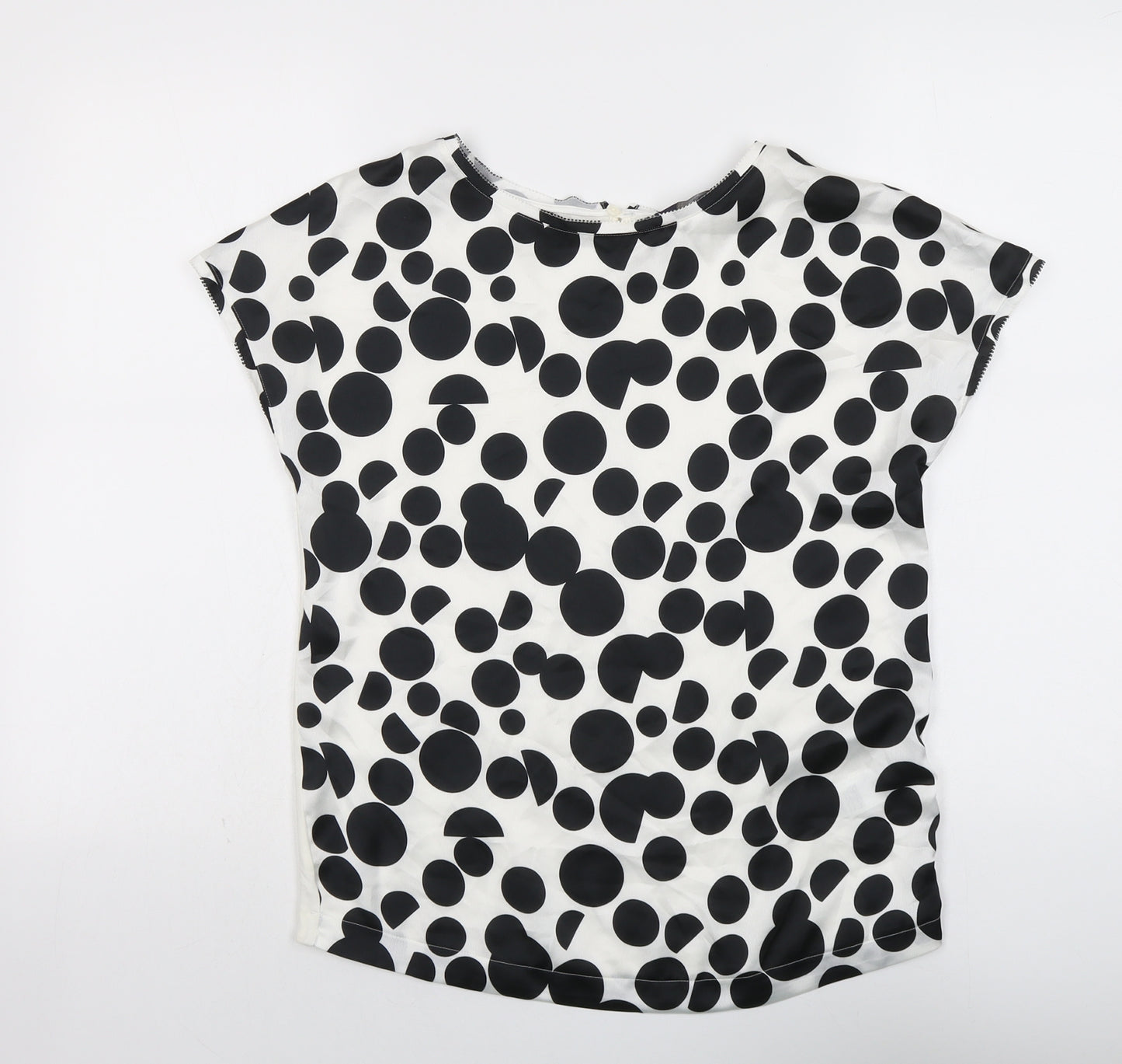 Marks and Spencer Womens Black Polka Dot Viscose Basic Blouse Size S Round Neck