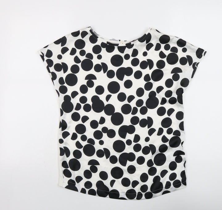 Marks and Spencer Womens Black Polka Dot Viscose Basic Blouse Size S Round Neck