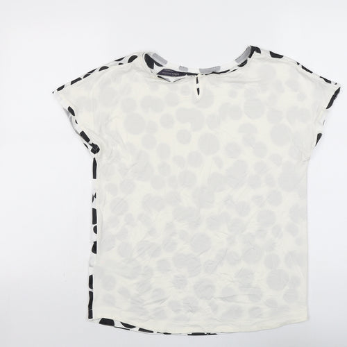 Marks and Spencer Womens Black Polka Dot Viscose Basic Blouse Size S Round Neck