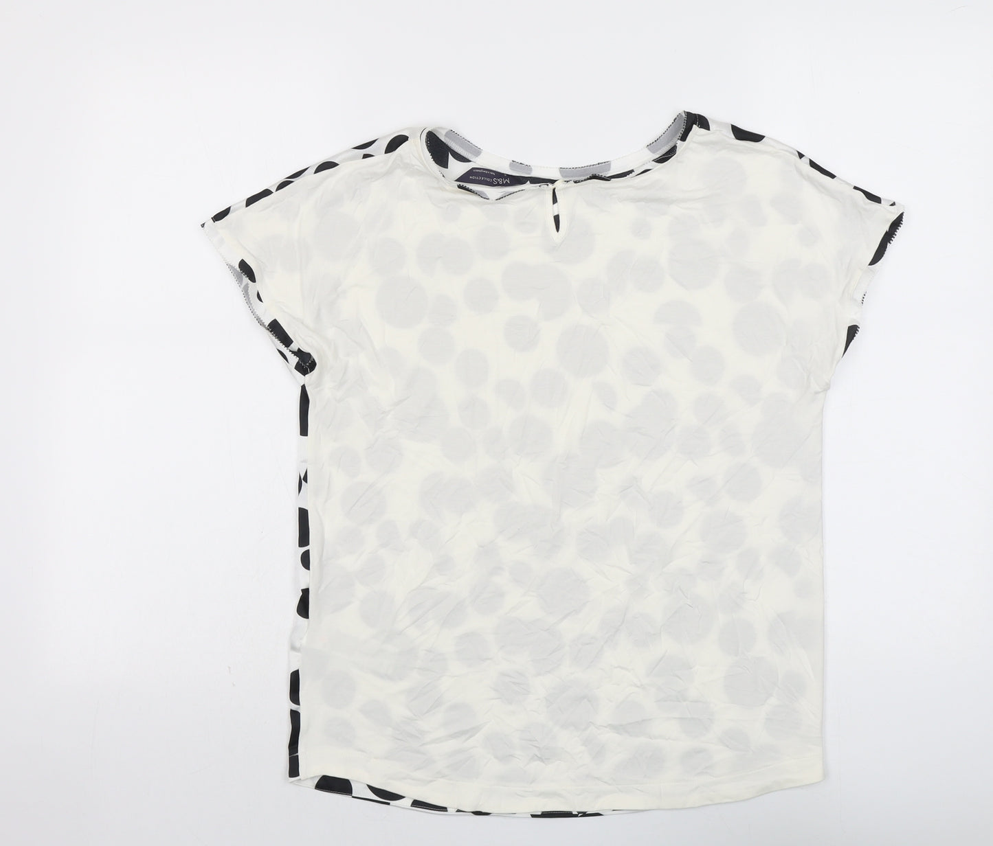 Marks and Spencer Womens Black Polka Dot Viscose Basic Blouse Size S Round Neck