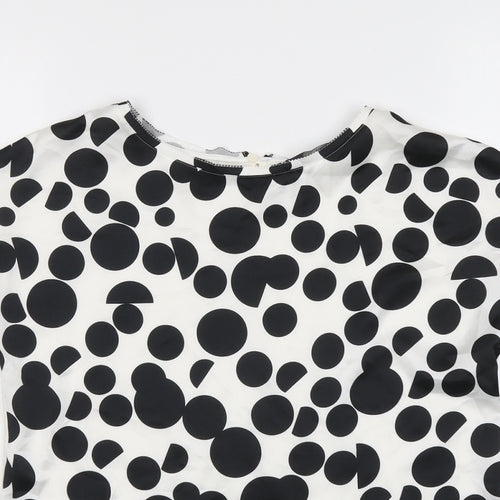 Marks and Spencer Womens Black Polka Dot Viscose Basic Blouse Size S Round Neck