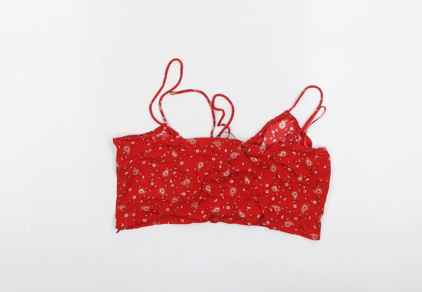 Motel Womens Red Geometric Viscose Cropped Tank Size XS Round Neck