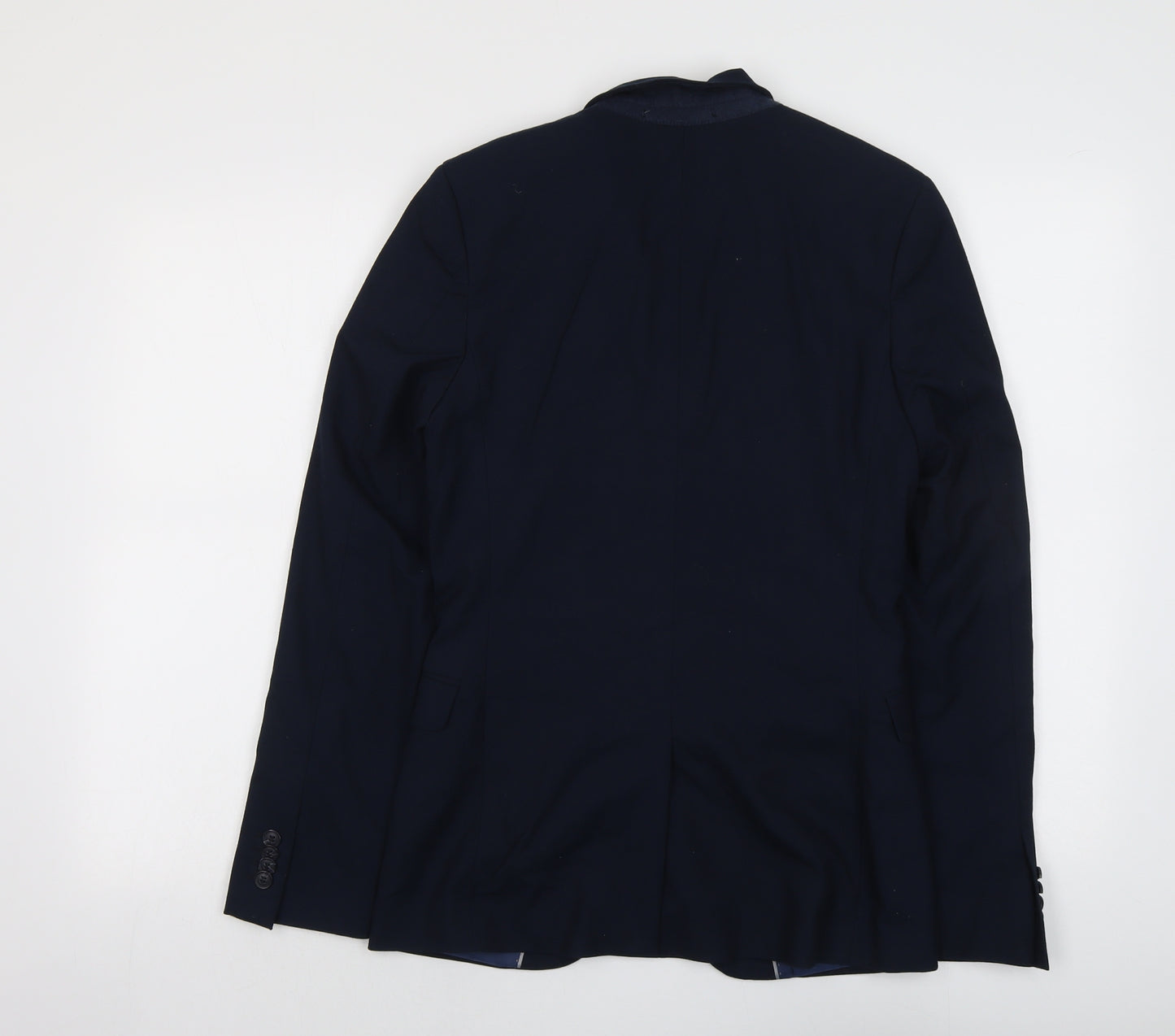 Topman Mens Blue Polyester Jacket Suit Jacket Size 34 Regular