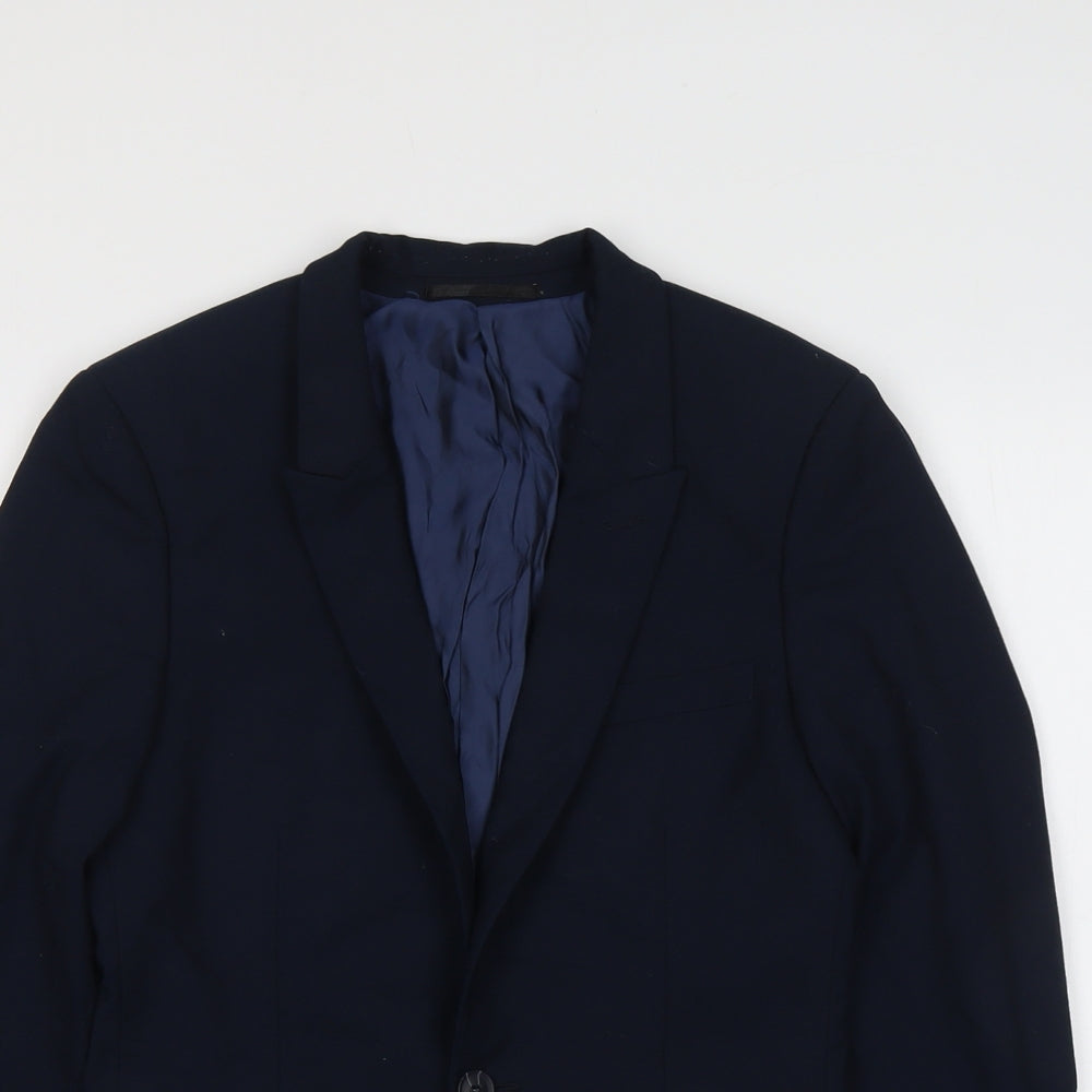 Topman Mens Blue Polyester Jacket Suit Jacket Size 34 Regular