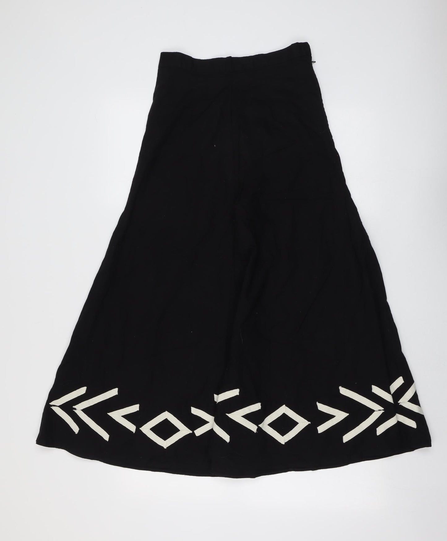 H&M Womens Black Geometric Cotton Maxi Skirt Size 10 Zip