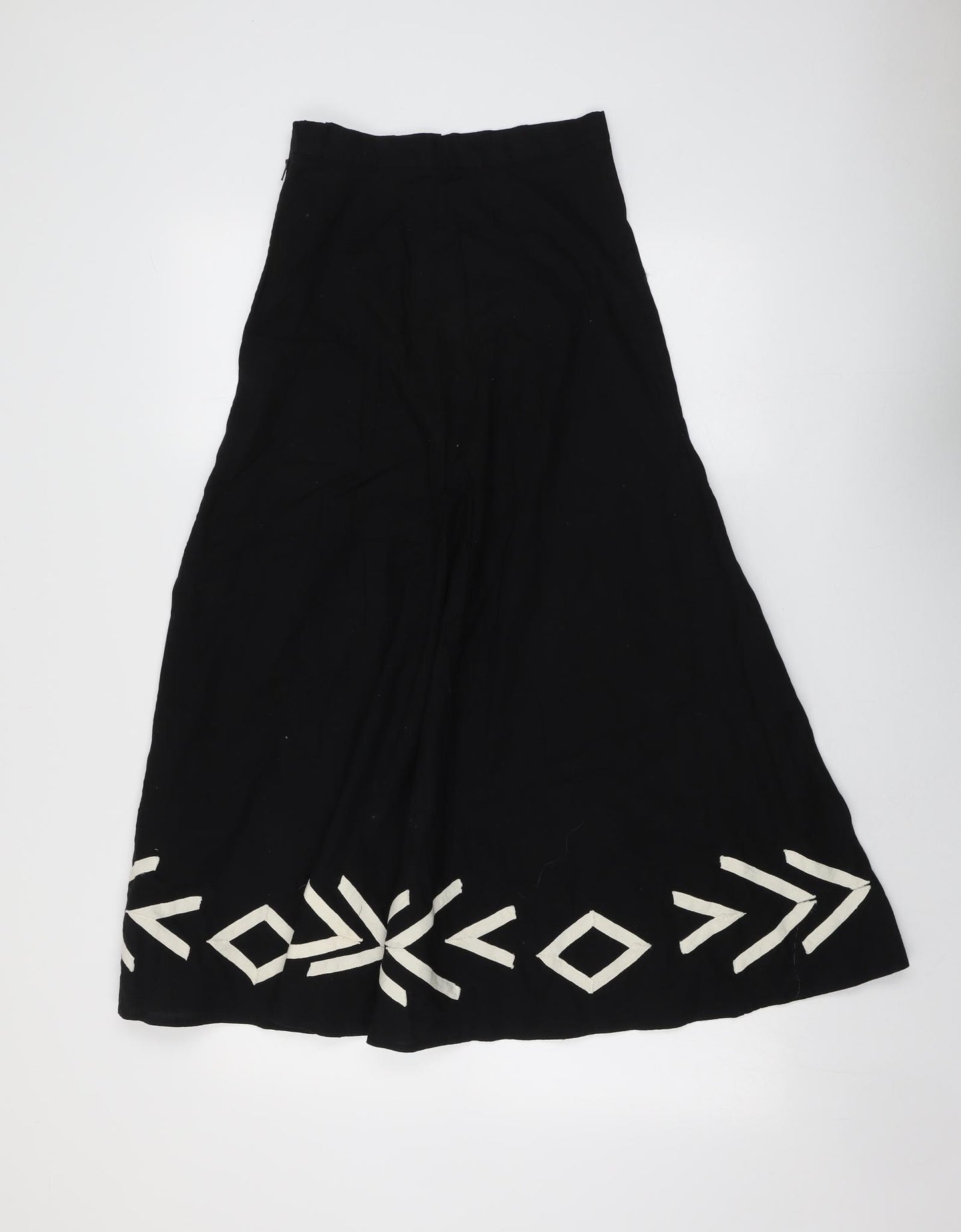 H&M Womens Black Geometric Cotton Maxi Skirt Size 10 Zip