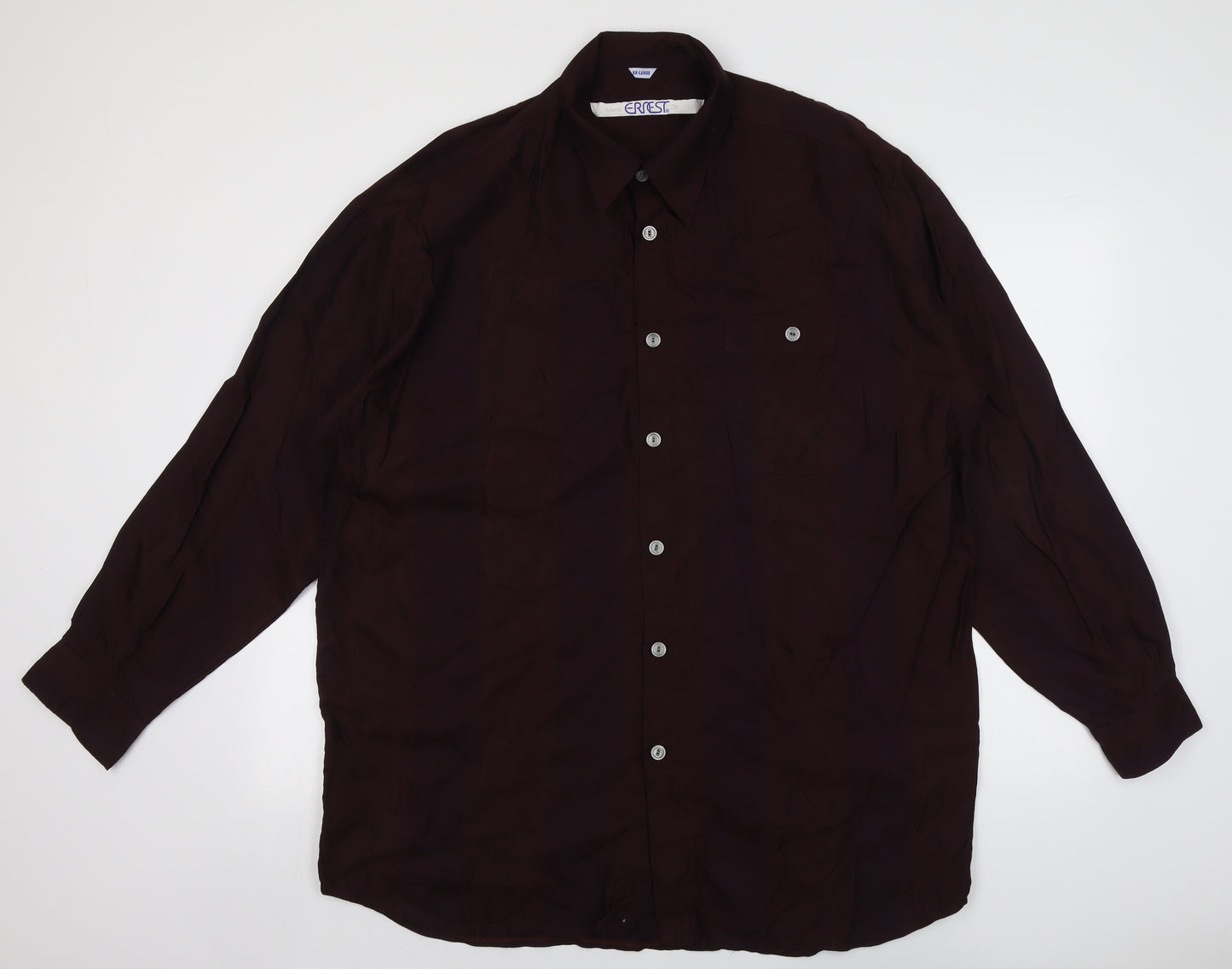 Ernest Mens Purple Viscose Button-Up Size 2XL Collared Button