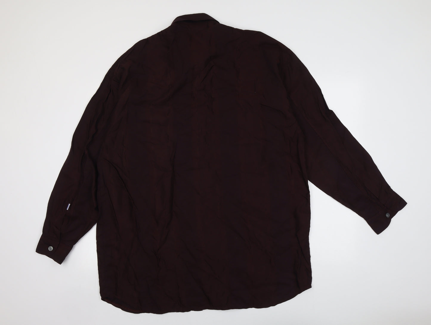 Ernest Mens Purple Viscose Button-Up Size 2XL Collared Button