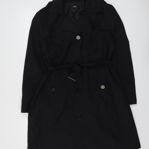 Marks and Spencer Womens Black Overcoat Coat Size 16 Button