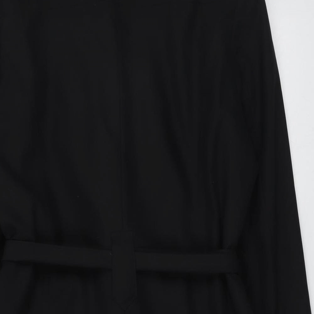 Marks and Spencer Womens Black Overcoat Coat Size 16 Button