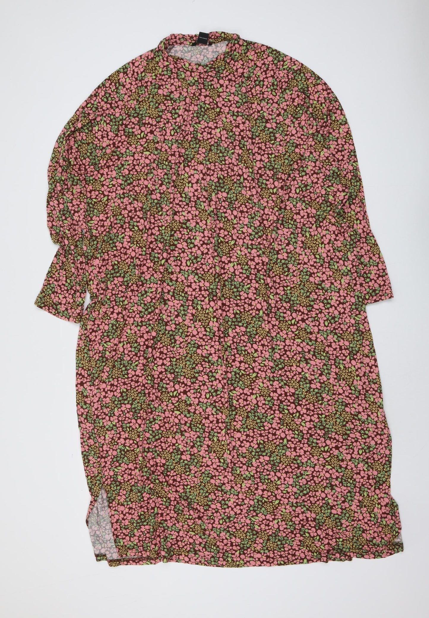 Monki Womens Pink Geometric Viscose A-Line Size XL Round Neck Pullover