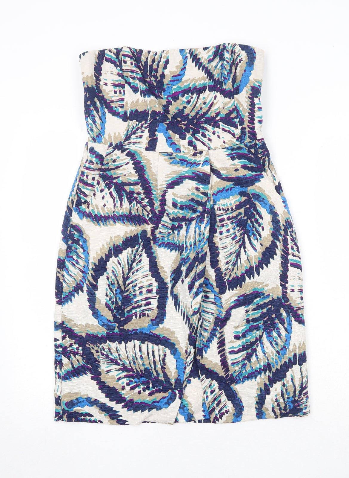 Banana Republic Womens Multicoloured Geometric Silk Mini Size S Square Neck Zip - Strapless