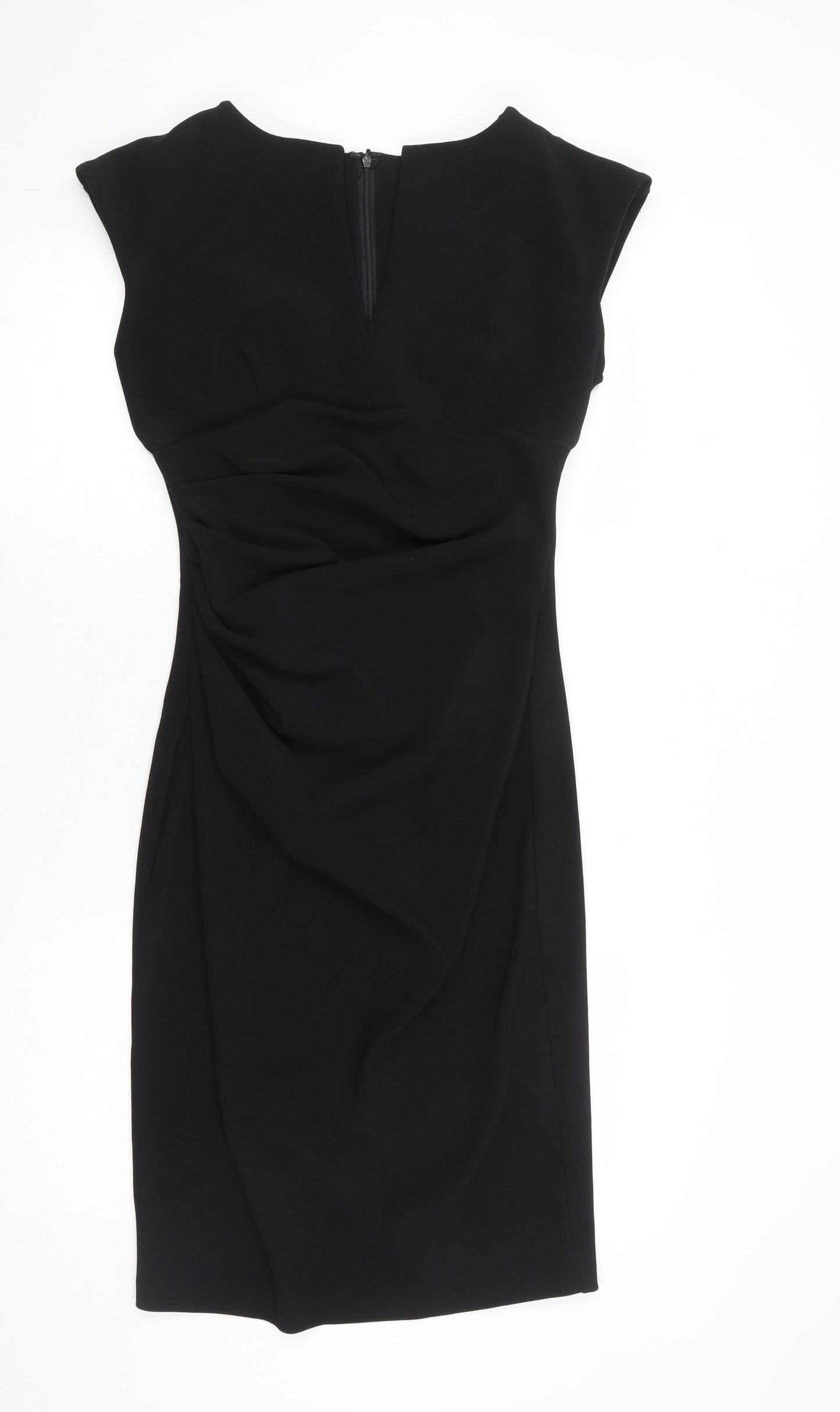 Diva Womens Black Viscose Sheath Size 14 V-Neck Zip