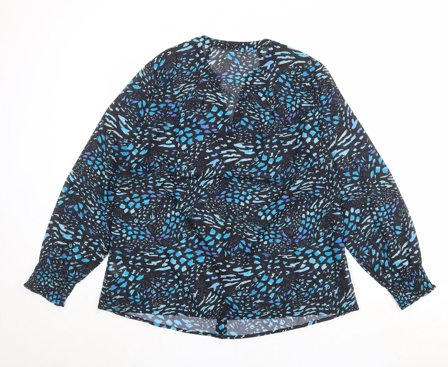 Together Womens Black Geometric Polyester Basic Blouse Size 14 V-Neck
