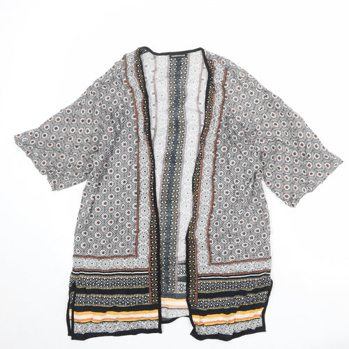Warehouse Womens Multicoloured Geometric Viscose Kimono Blouse Size M V-Neck
