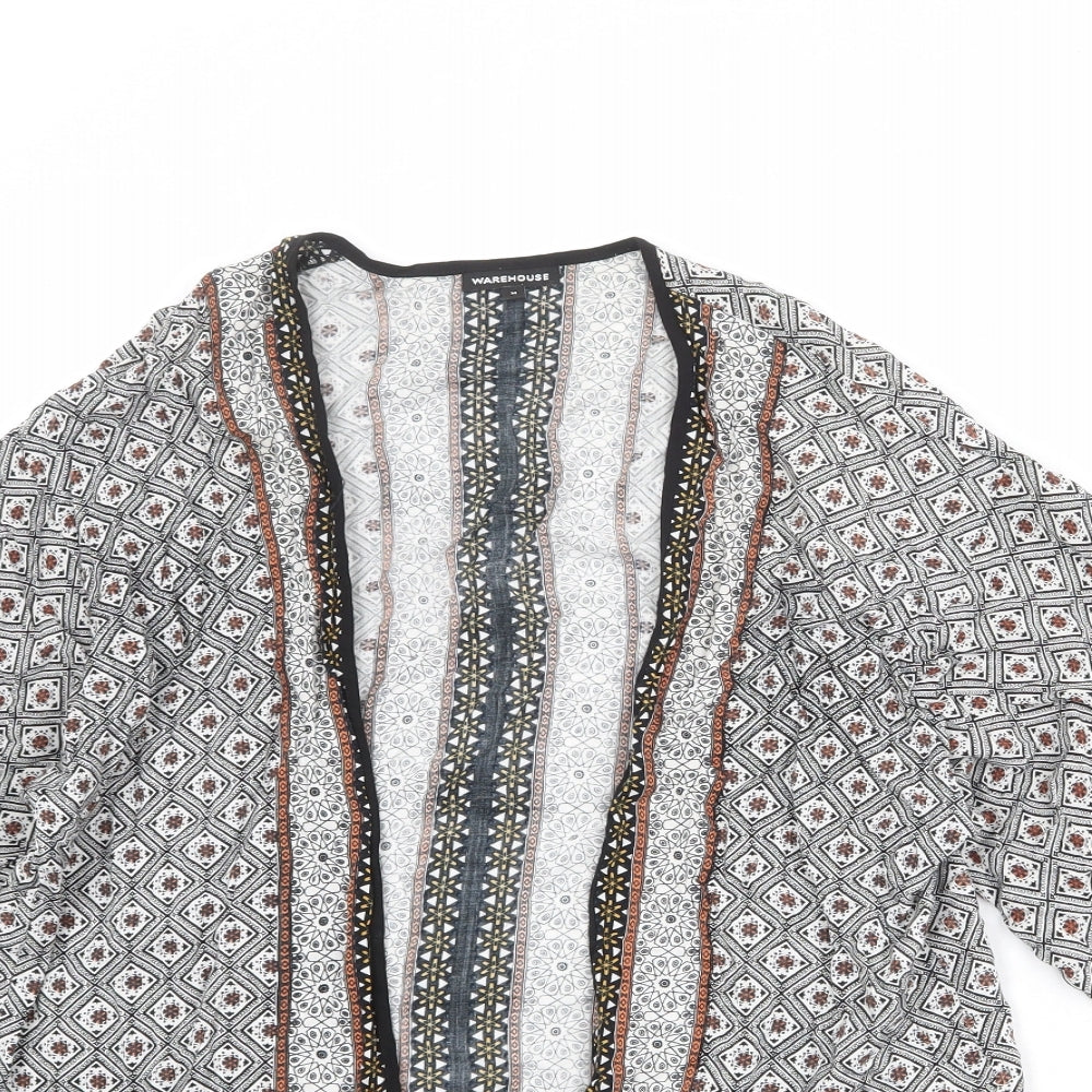 Warehouse Womens Multicoloured Geometric Viscose Kimono Blouse Size M V-Neck