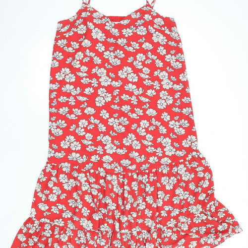 Hush Womens Red Floral Polyester Slip Dress Size 12 V-Neck Pullover